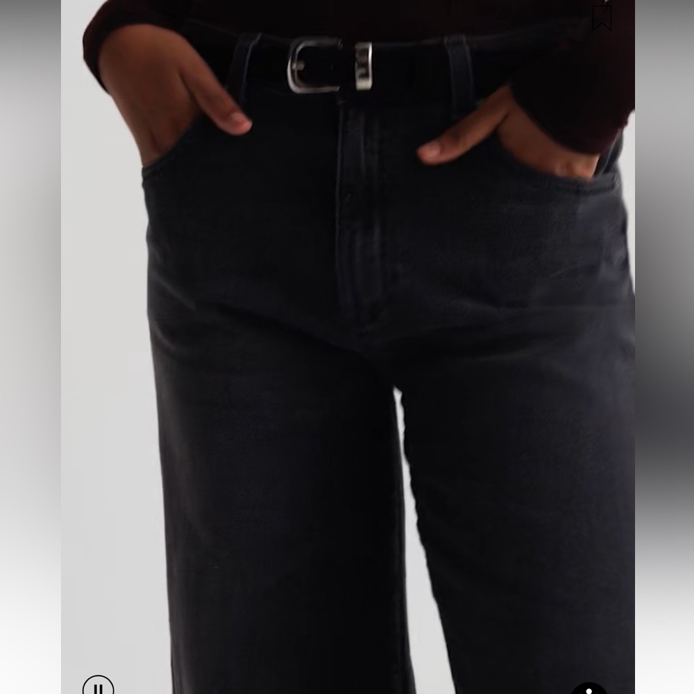 AG Saige Wide Leg Crop High-Rise Fit Size 30 Color Black - Picture 4 of 16